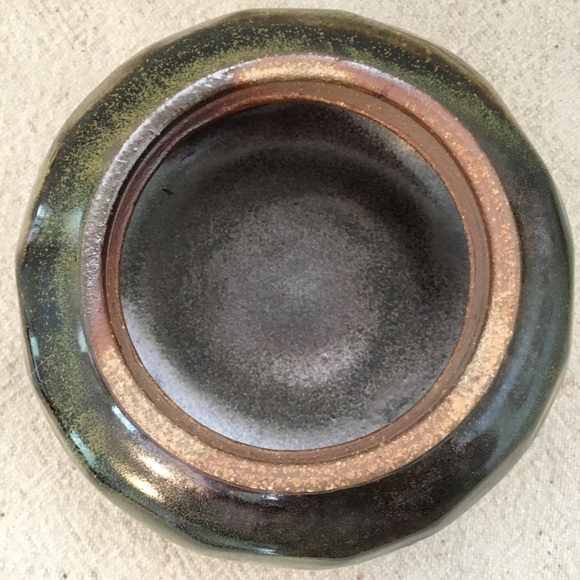 Stamped Pottery Dish Lid Dark Green Ombre Candy - Picture 4 of 8